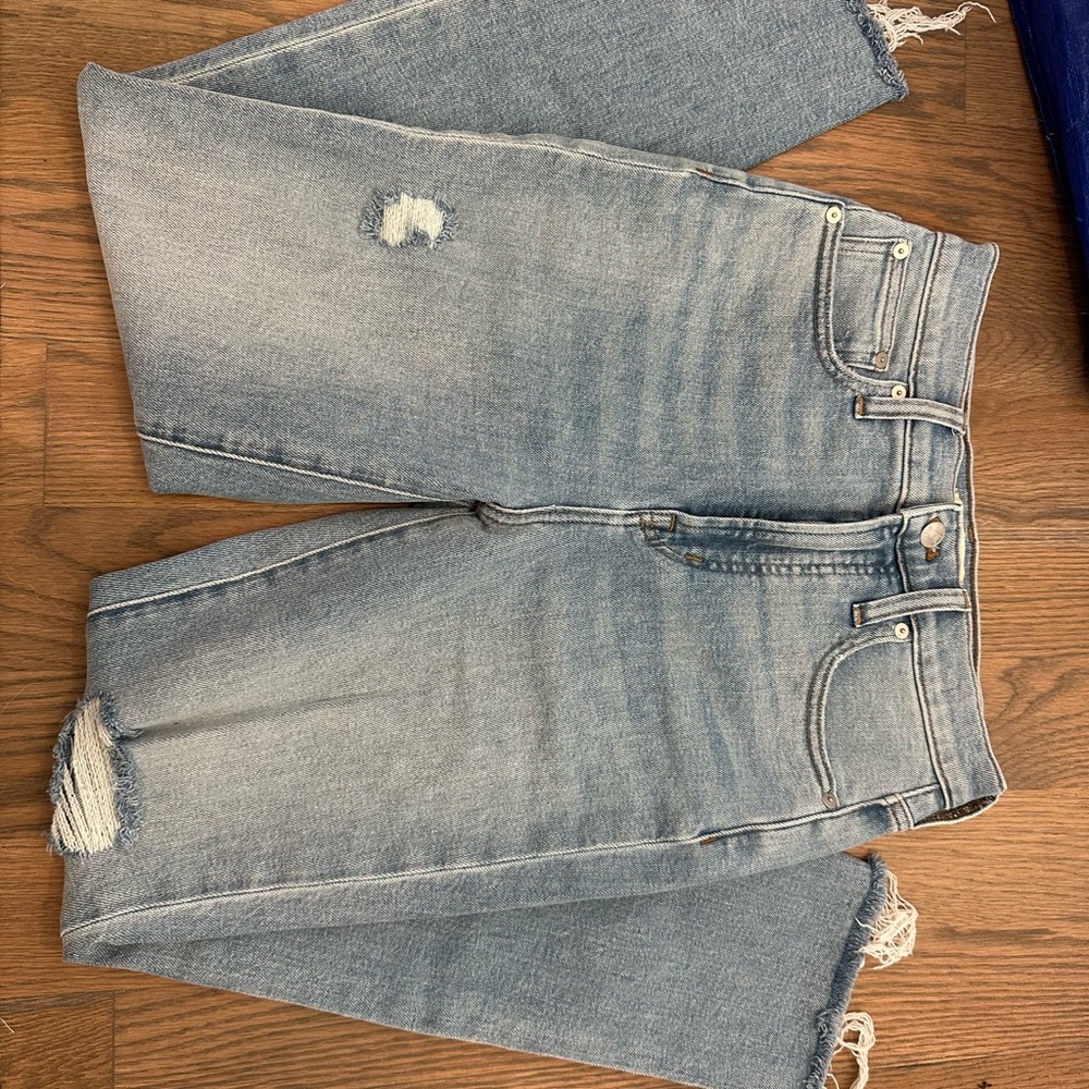 Madewell Blue Straight Leg Jeans Distressed Vintage Look